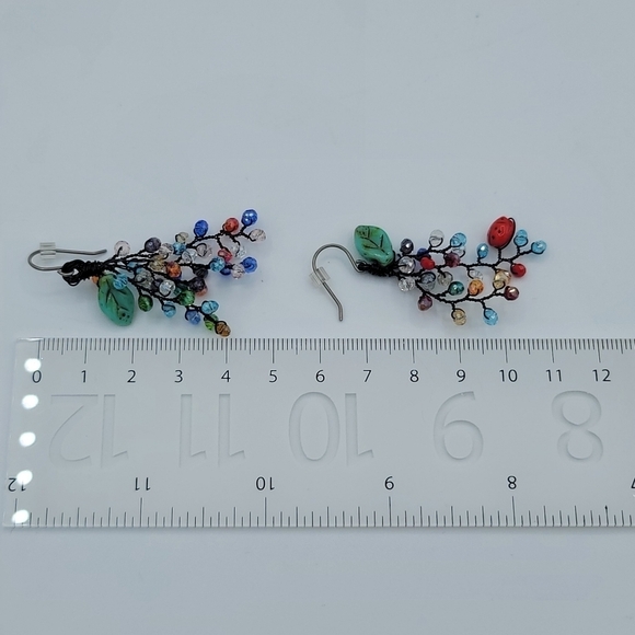 Earrings Wire Wrapped Multicolor Crystals #2122 - Picture 7 of 8
